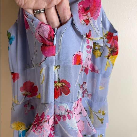 Rachelle Roy floral maxi, ruffles great movement semi sheer at waist size 0 - Picture 6 of 11